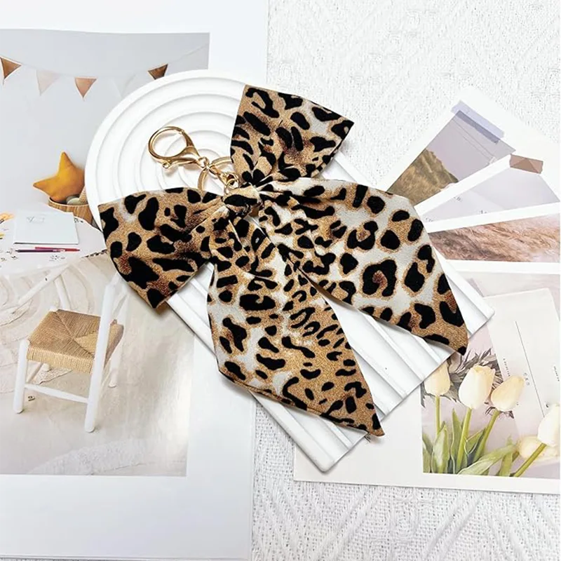Leopard print sløjfetaske charme